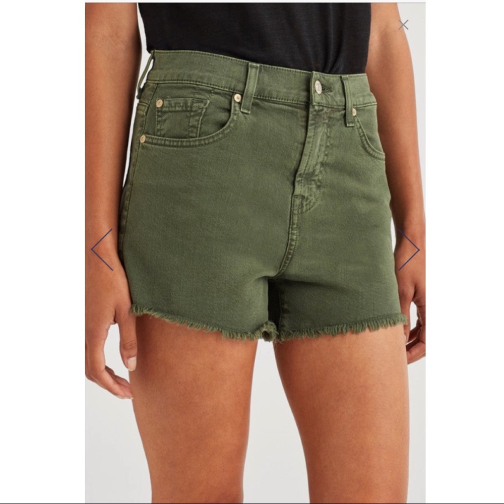 NWT 7 For All Mankind High Waist Short Frayed Hem